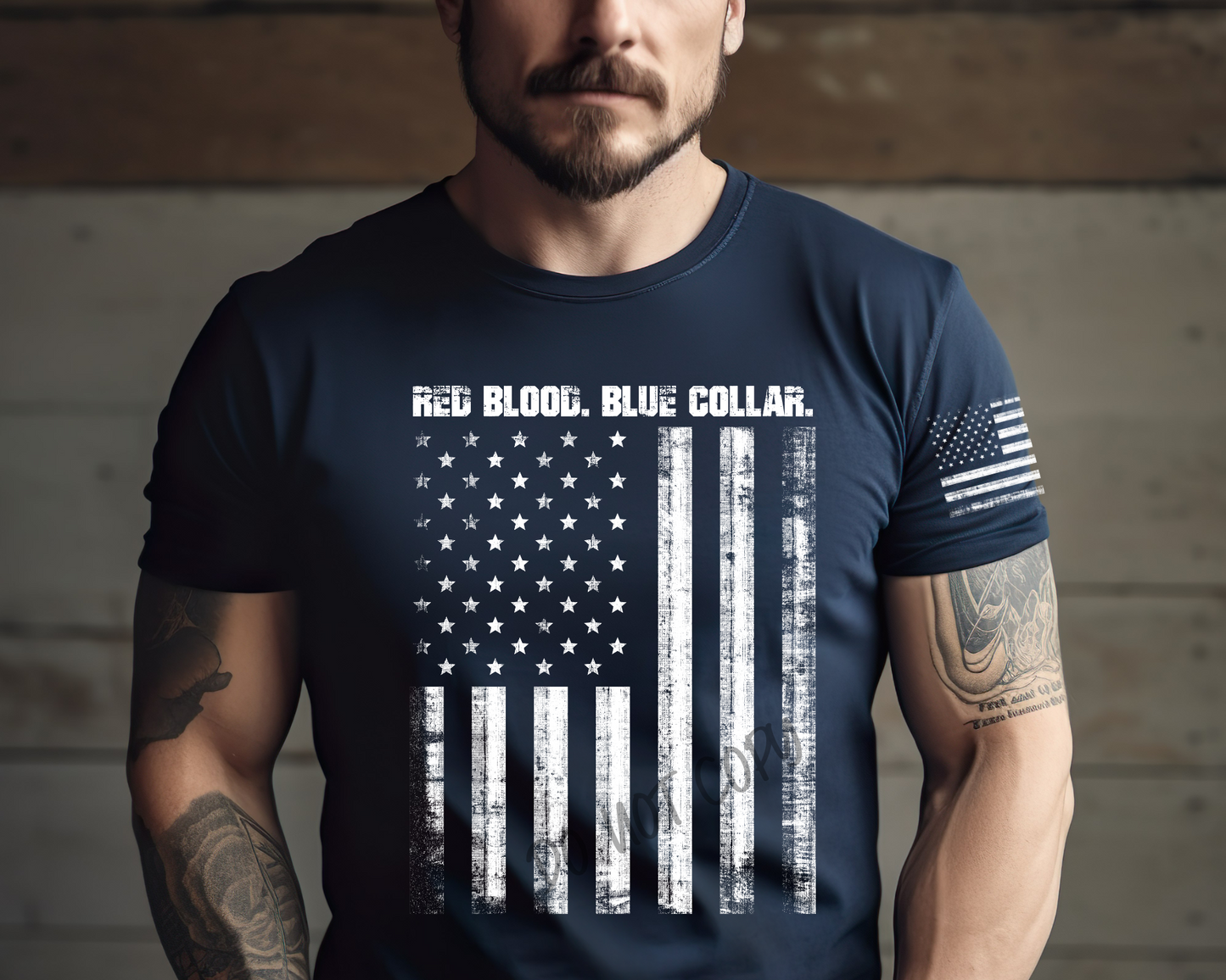 Red Blood Blue Collar - Direct To Film Transfer