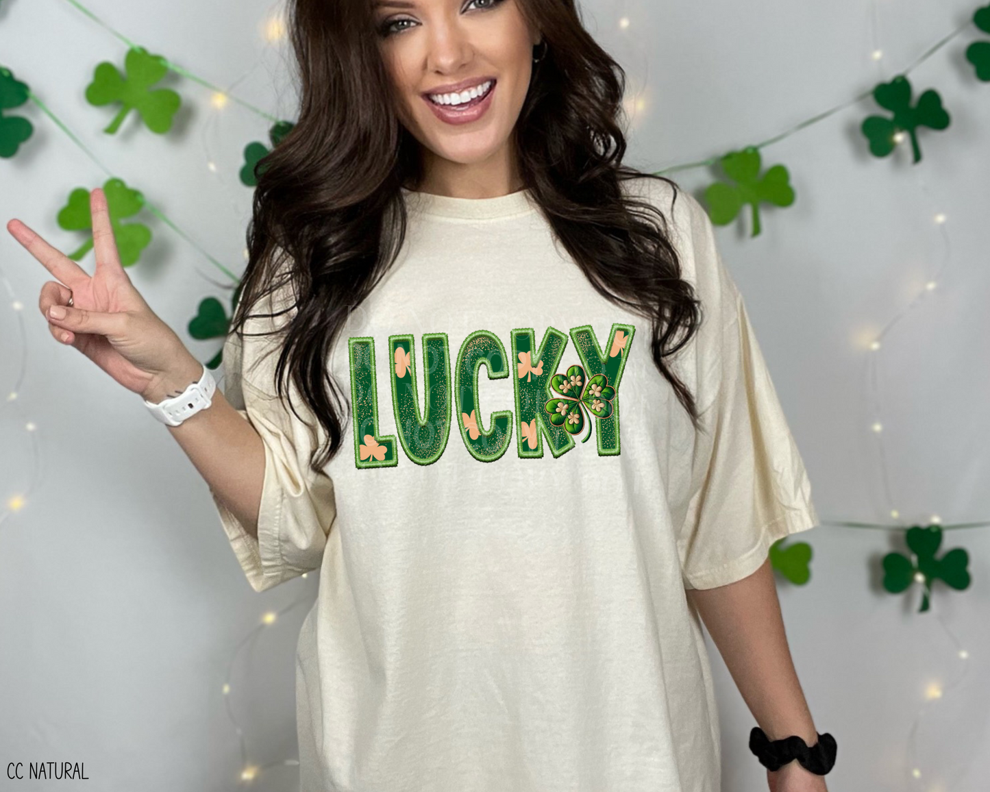 Lucky *Faux Embroidery - Direct To Film Transfer