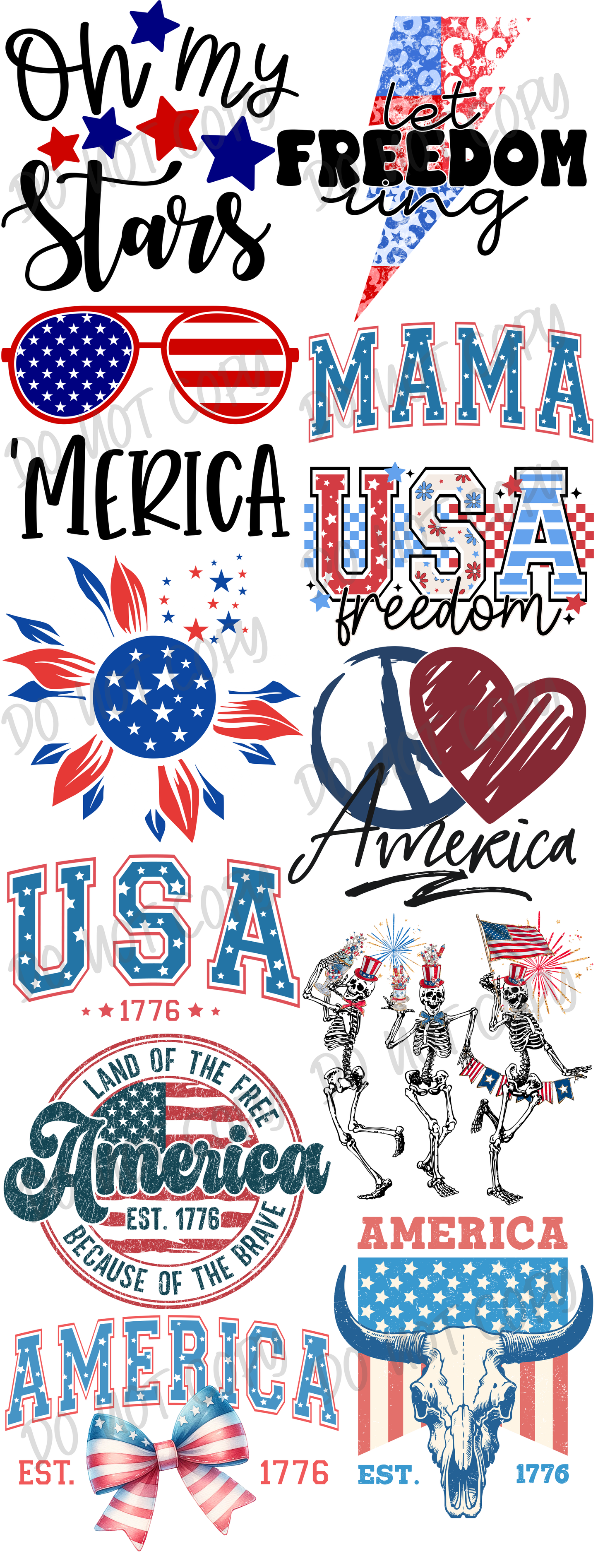 Patriotic USA Premade Gang Sheet