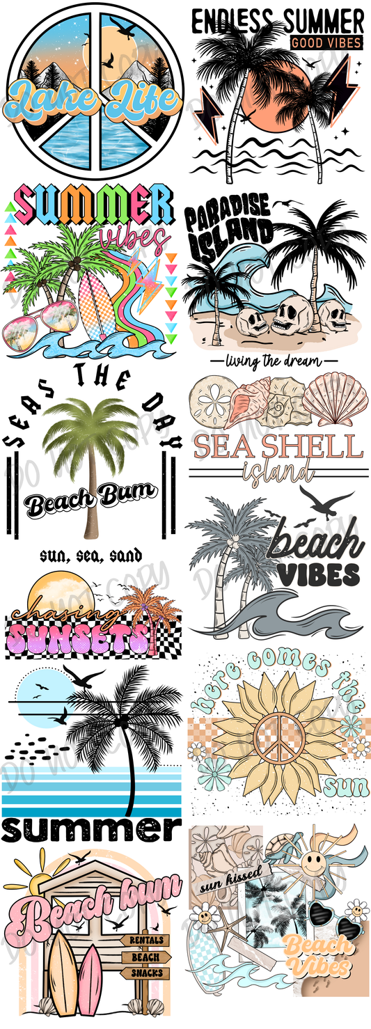 Summer Premade Gang Sheet 22X60 12 Transfers