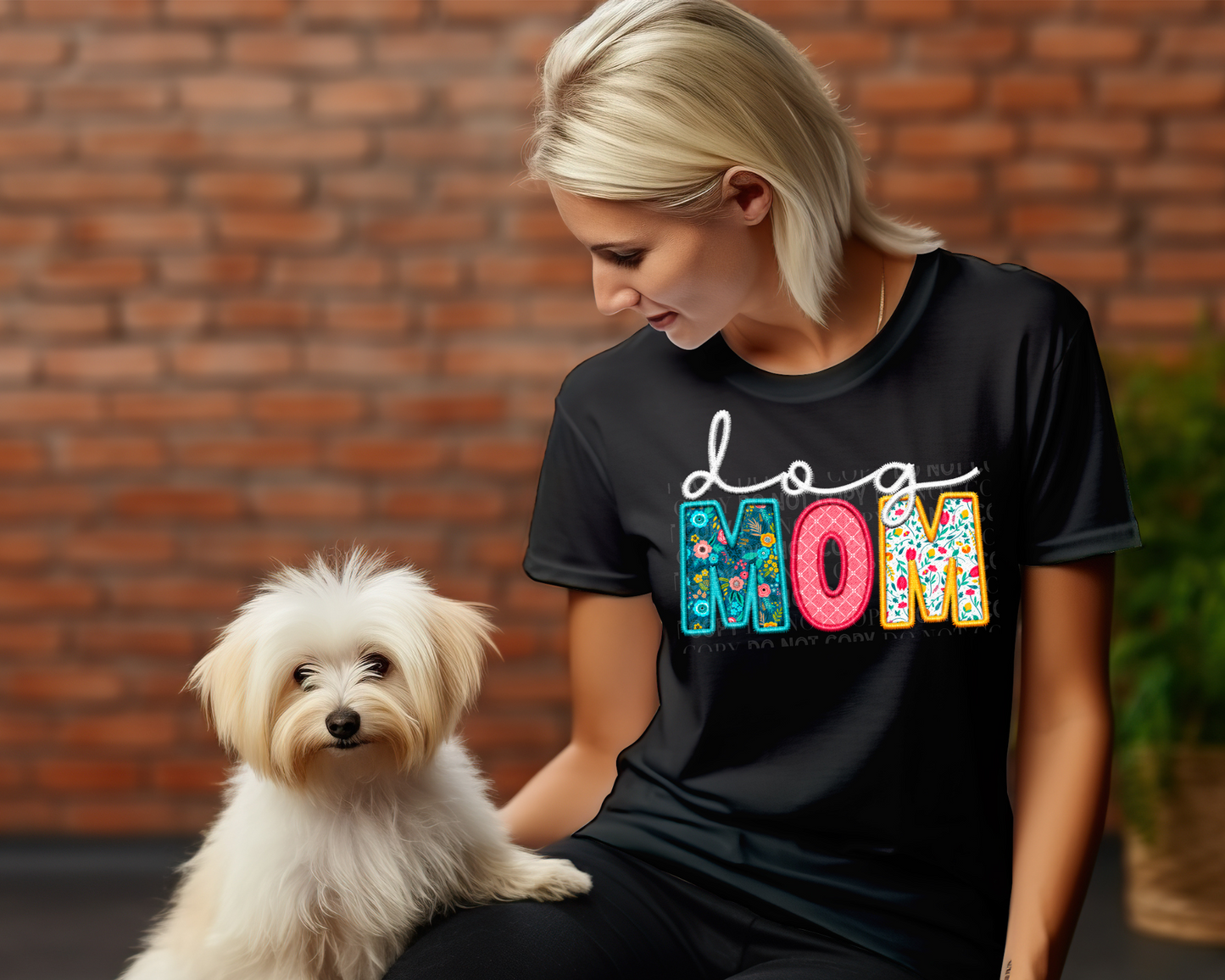 Dog Mom *Faux Embroidery - Direct To Film Transfer