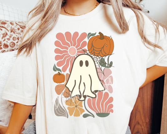 Fall Floral Ghost - Direct To Film Transfer