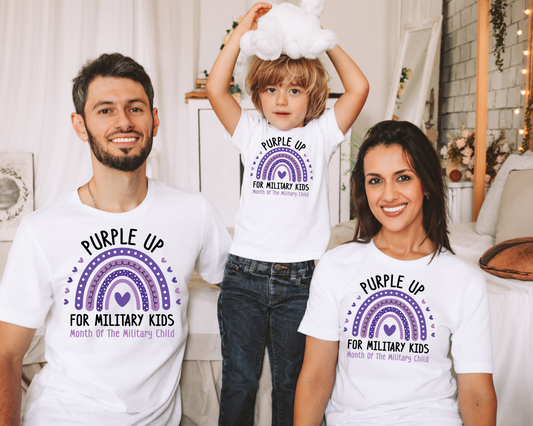 Purple Up For Military Kids Rainbow - Direct To Film Transfer