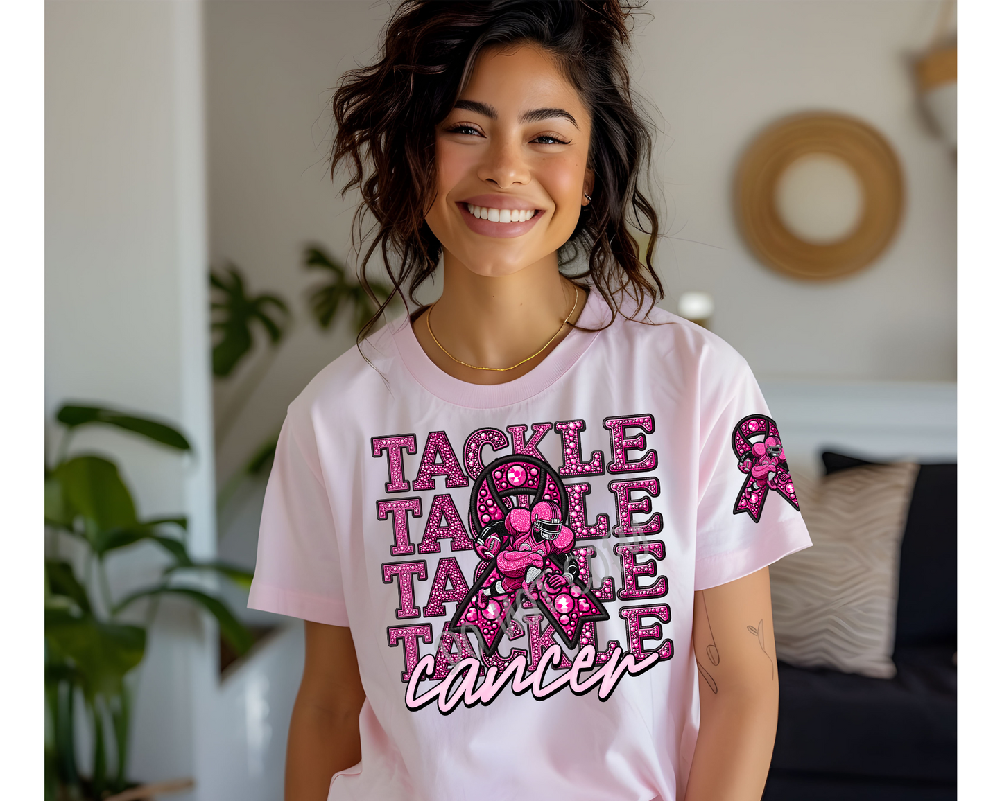 Tackle Cancer *Faux Rhinestone* - Direct To Film Transfer