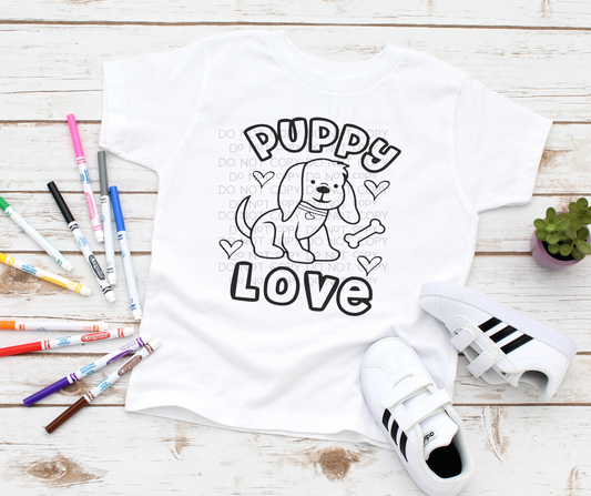 Puppy Love Coloring Transfer - Direct To Film Transfer