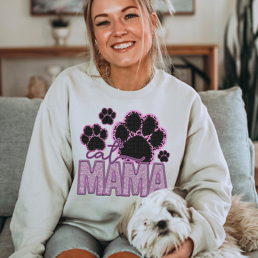 Cat Mama Faux Embroidery - Direct To Film Transfer