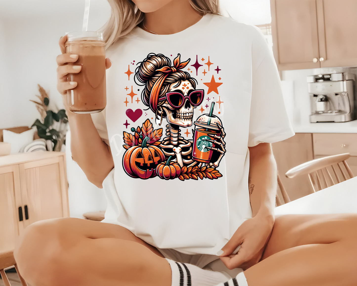 Fall Skeleton Coffee - Direct To Film Transfer