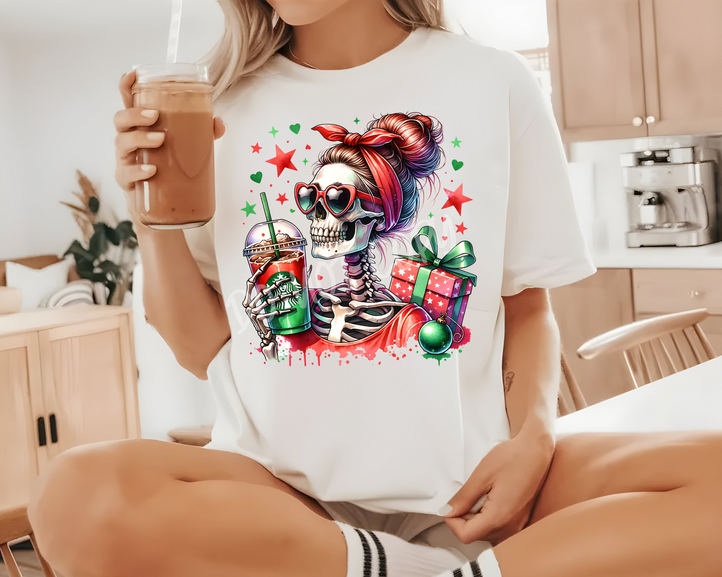 Christmas Skeleton Coffee - Direct To Film Transfer