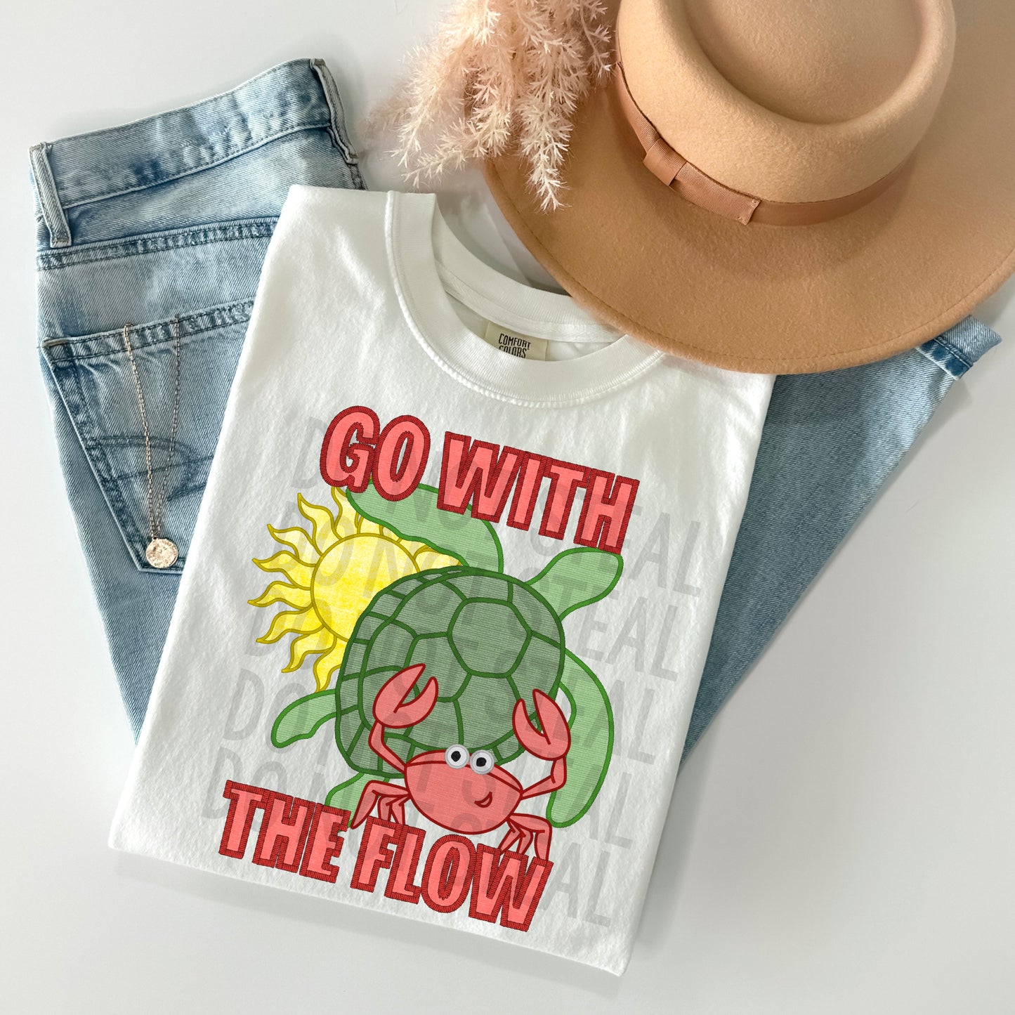 Go With The Flow Turtle - Direct To Film Transfer