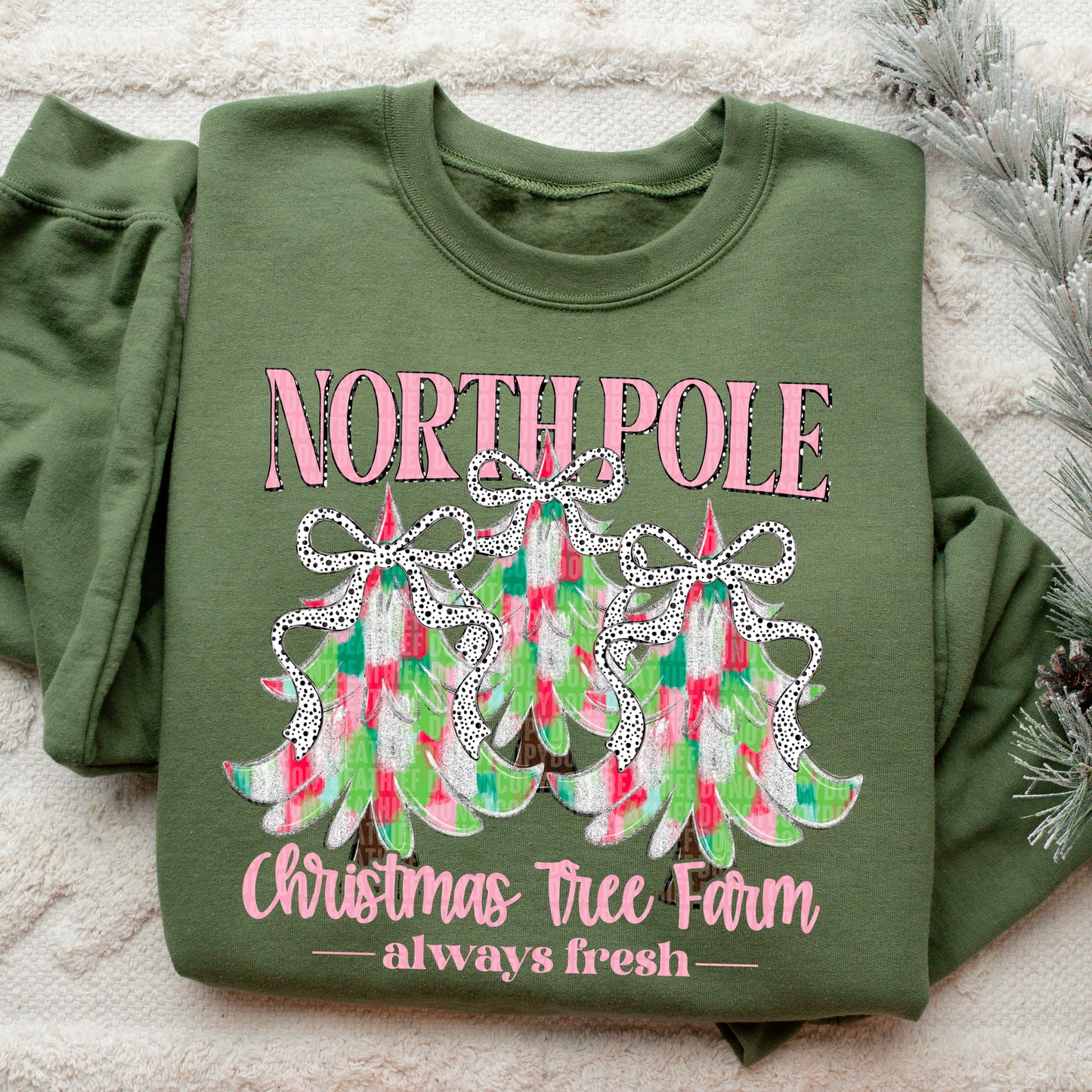 North Pole Christmas Tree Farm - Direct To Film Transfer