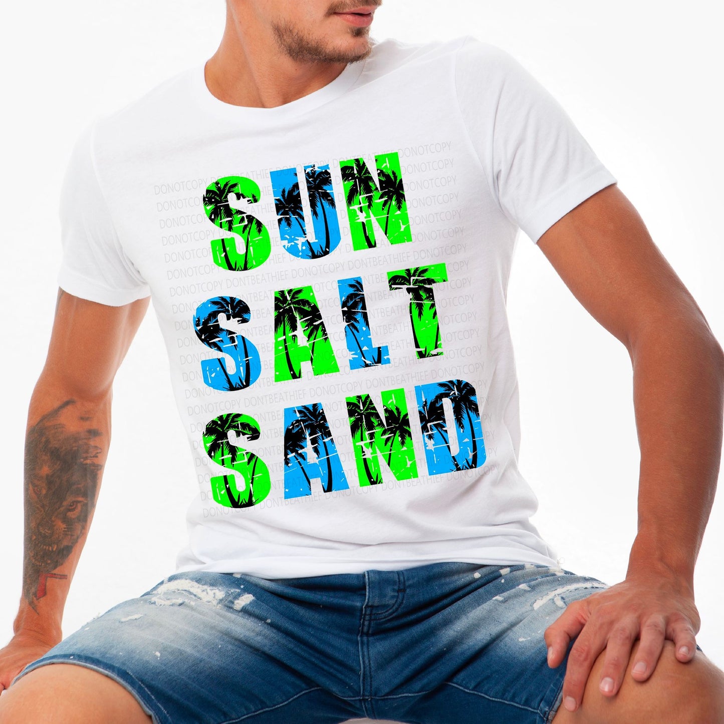 Sun Salt Sand Blue Green - Direct To Film Transfer