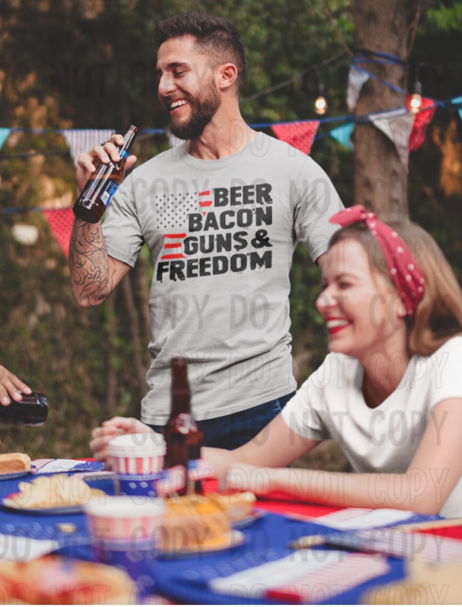 Beer Bacon Guns & Freedom - Direct To Film Transfer